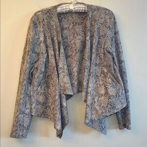 Blank NYC Gray Snake-Print Open Front Draped Vegan Leather